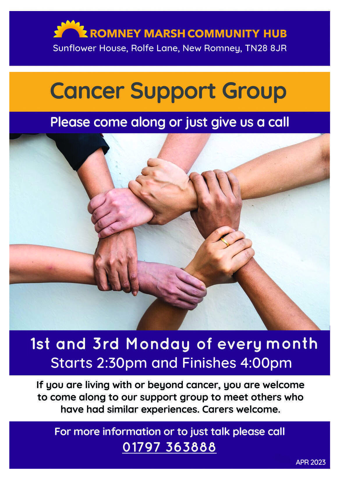 CANCER SUPPORT GROUP A4 POSTER APR 2023