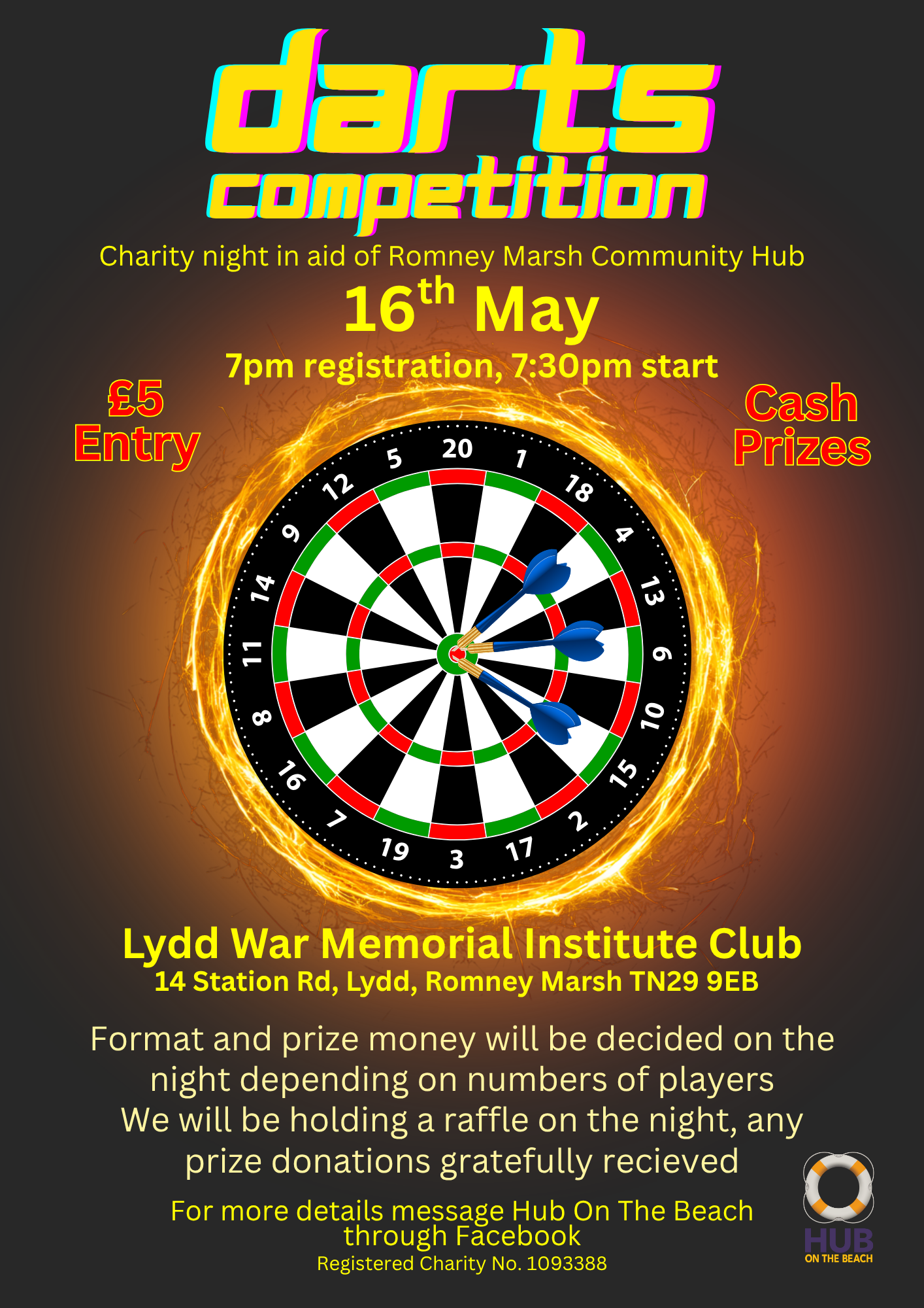 Darts Competition, dart board with fire